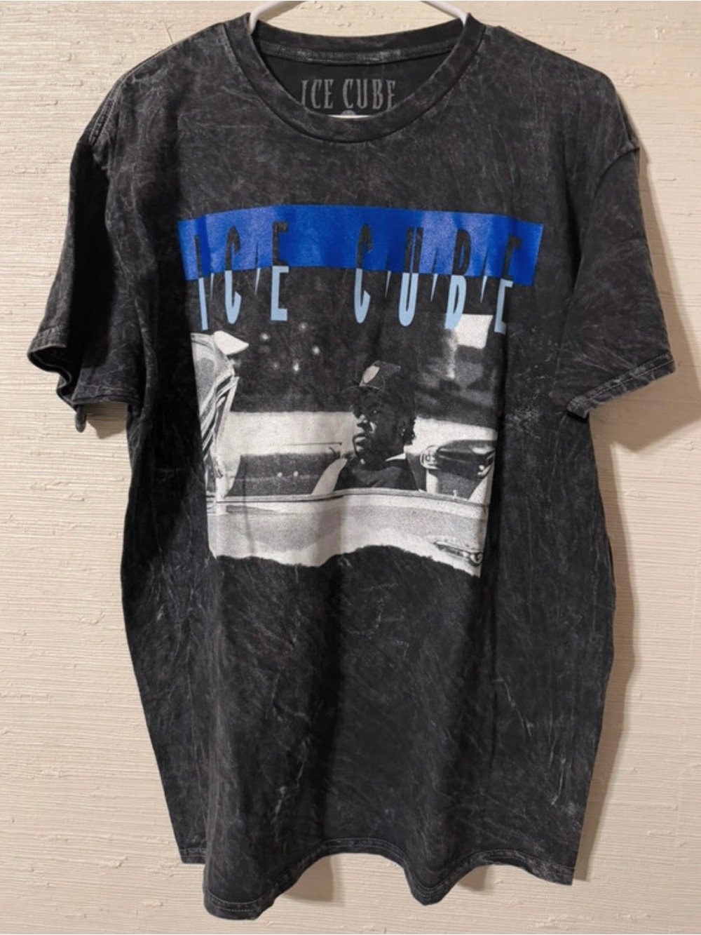 Ice Cube Black Graphic Tee with Blue Accent